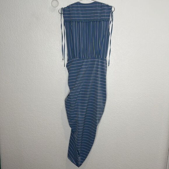 New VERONICA BEARD Teagan Striped Ruched Midi Dress Size 0 - Picture 8 of 16